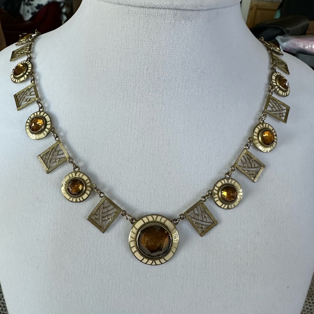 Vintage enamel and gold tone necklace